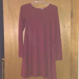 knee length red sweater dress